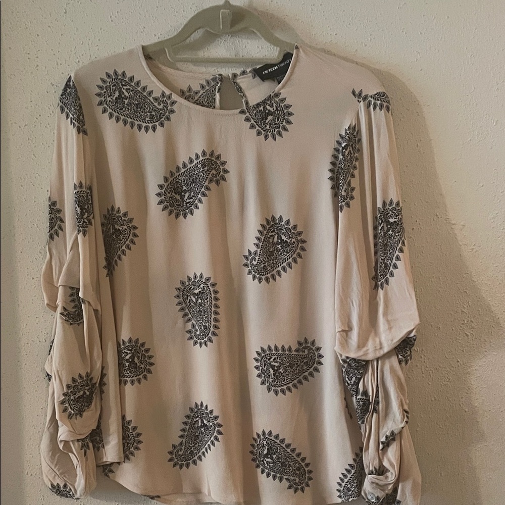 Fifteen Twenty Cream and Navy Paisley Blouse